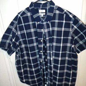 Croft & Barrow Black/Gray Short-Sleeved Button Down Casual Shirt 3XB NEW
